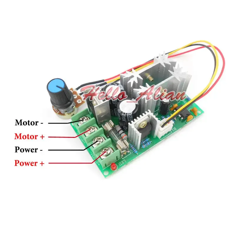 DC 9V-60V 12V 18V 24V 36V 48V 20A PWM DC Motor Speed Controllor Overload Protection Regulator Switch  for 540/550/775 Motor