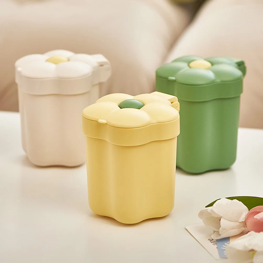 

Small Desktop Garbage Can Flower Shaped Trash Bin Yellow Bedside Simple Smooth Safe Easy Clean Reusable Lid Kitchen Living Room
