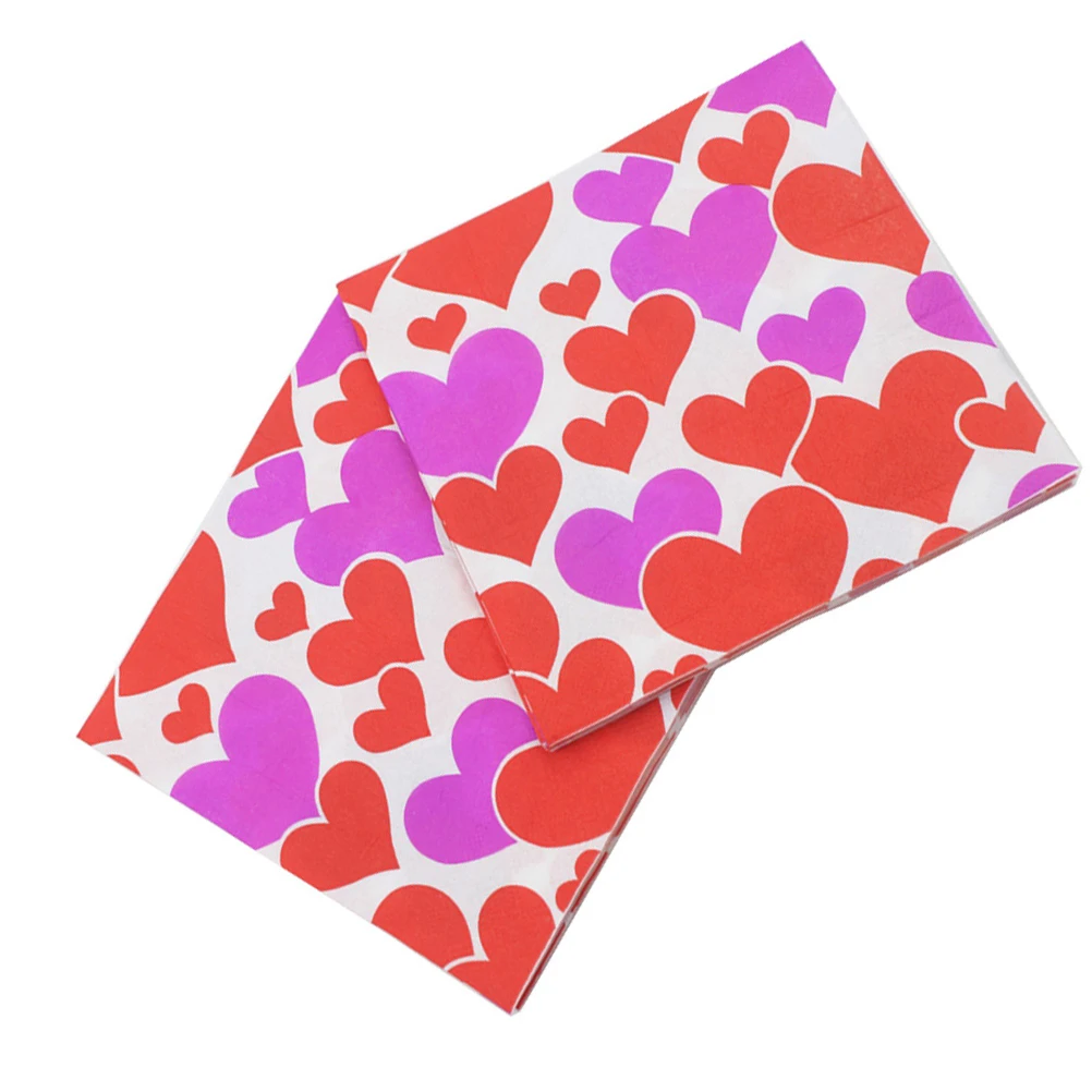 

40 Pcs Wedding Napkins Disposable Heart Printed Party Paper Towels Soft Premium Quality Absorbent Dinner Supplies