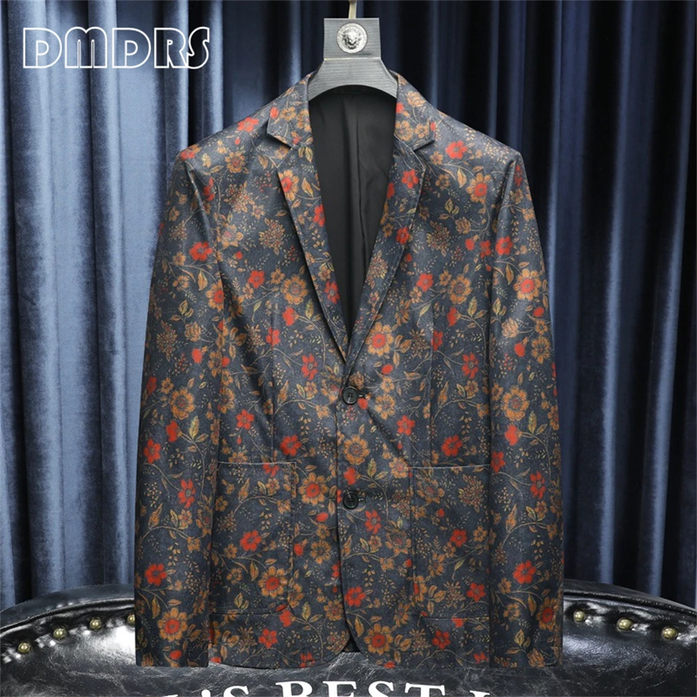 Floral Suit Blazer for Men, M-4XL Notch Collar Casual Smart Suit, Men's Fashionable Suit Jacket Real Images Party Prom Outfit