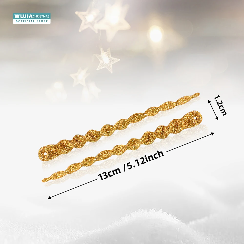 12pcs 13cm Glitter Simulation Ice Xmas Tree Hanging Ornament Fake Icicle Props Winter Party Navidad Decor for Home New Year Gift