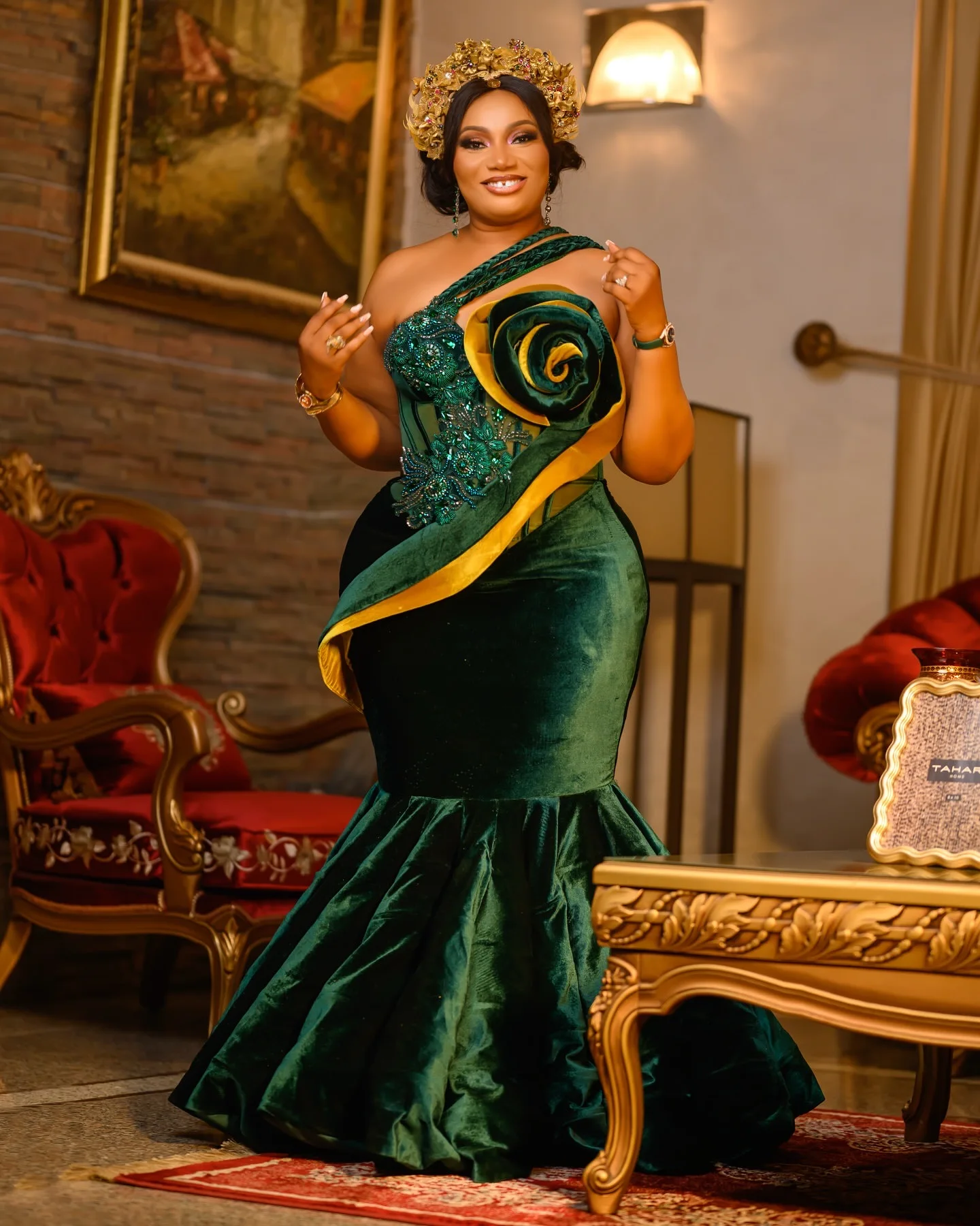 Vestidos de fiesta de sirena verde oscuro 2025, un hombro con cuentas de cristales, vestidos formales de noche de terciopelo para fiesta de cumpleaños, vestidos ZJ2609