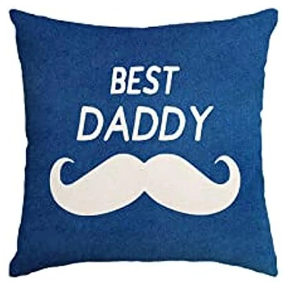 Linen square blue pillow cover cushion cover gift for dad grandpa family sofa decoration 45x45 pillow case