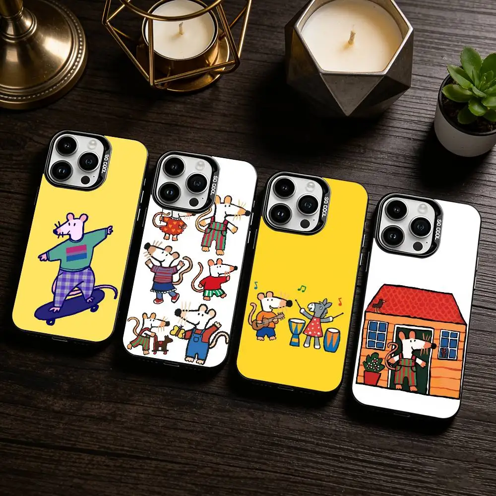 

M-Maisy Mouse R-Rat Phone Case For iPhone 17,16,15,14,13,12,11 Plus,Pro Max,XS,Colored silver phone case