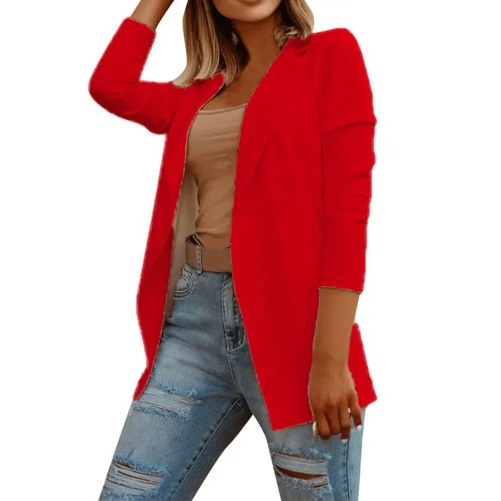 Ele Women's Simple Coat Sli Busin Suit Polyester Fiber Long Sve Pure Color Commute Sle Women's Clothing