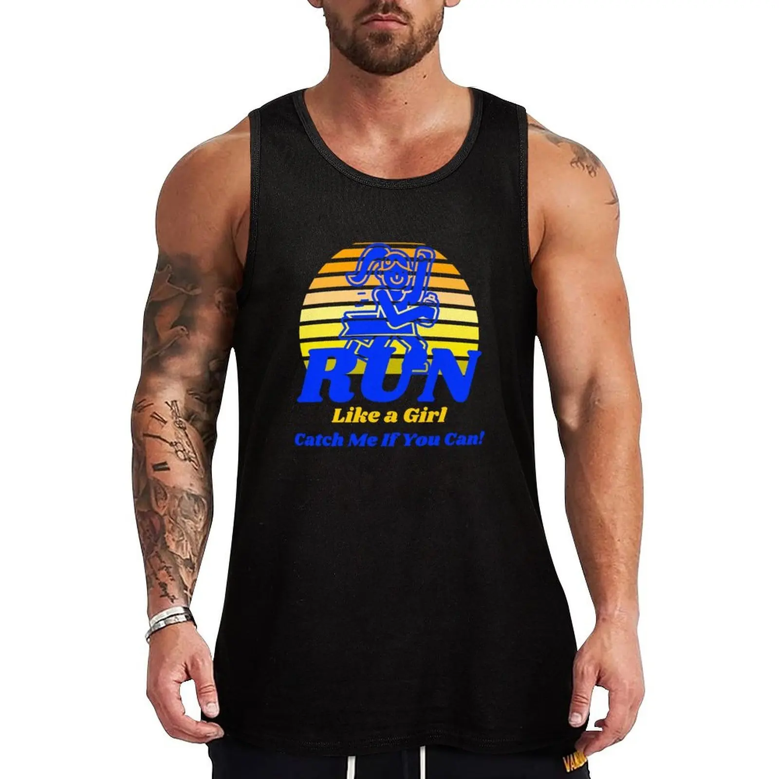 Run Like a Girl - Catch Me If You Can Tank Top Outdoor UV Tank Top Sun Protection Sleeveless Shirt