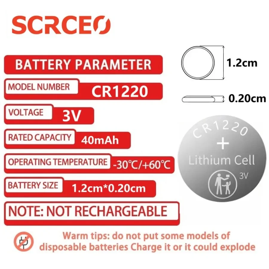 High Capacity 2-90PCS CR1220 Batteries 3V Lithium Coin Cell CR 1220 Battery For Watches Healthcare Devices Calculator Etc