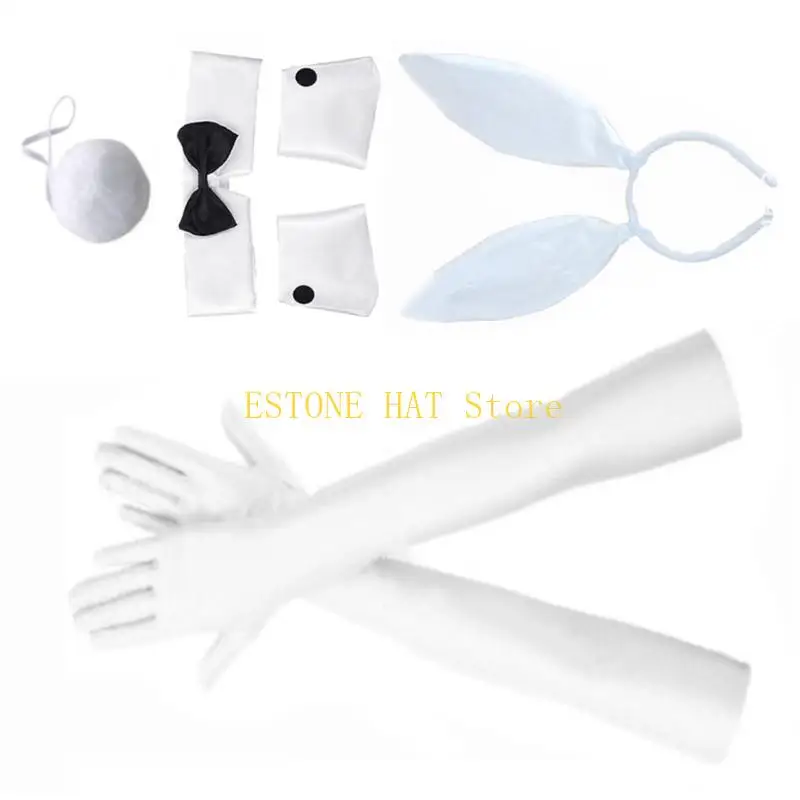 

49MF сексуальный повязка на голову с кроличьими ушками, галстук-бабочка, кроличий хвост, элегантный карнавальный костюм для на