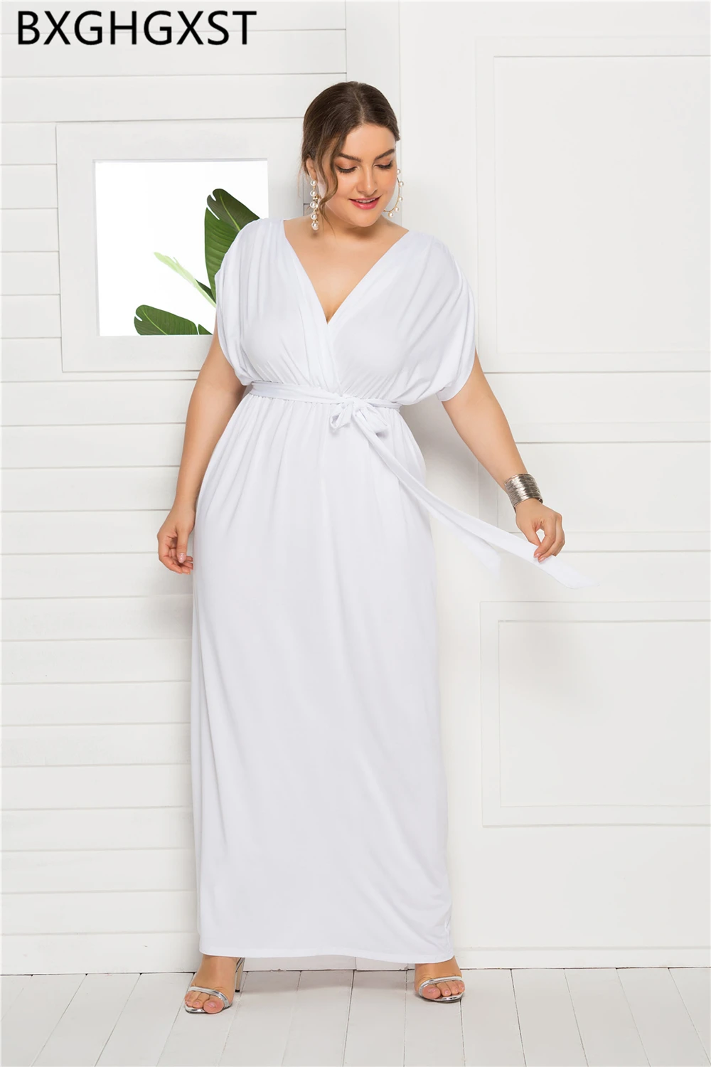 Robe longue bleue élégante pour femmes, grande taille, 4XL, mode de luxe, vêtements d'été