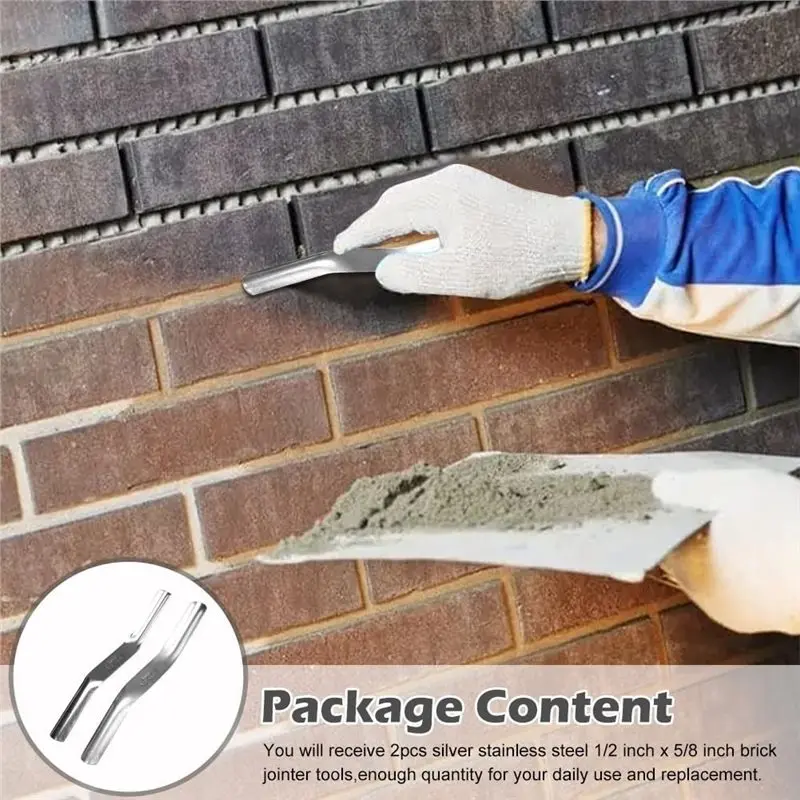 L60A Brick Jointer Tools For Masonry, 2 Pcs Double Ended For Masonry, Bricks Jointer(1/2