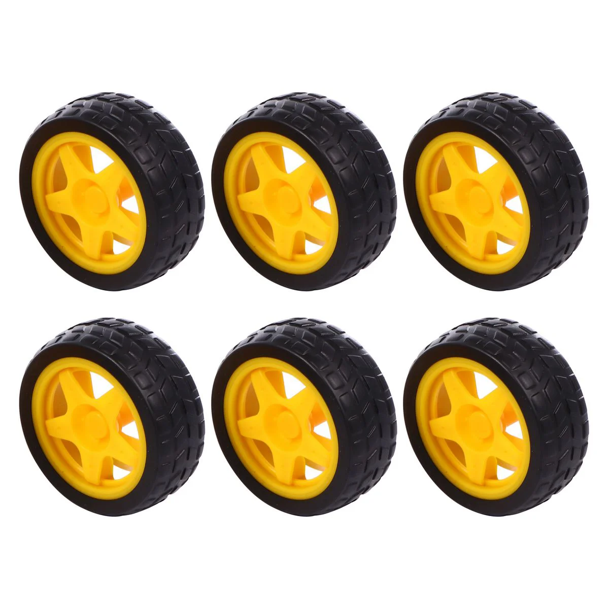 6 Pcs Toy Wheel Children's Car Wheels Rubber Robot Accessories Smart Intelligent