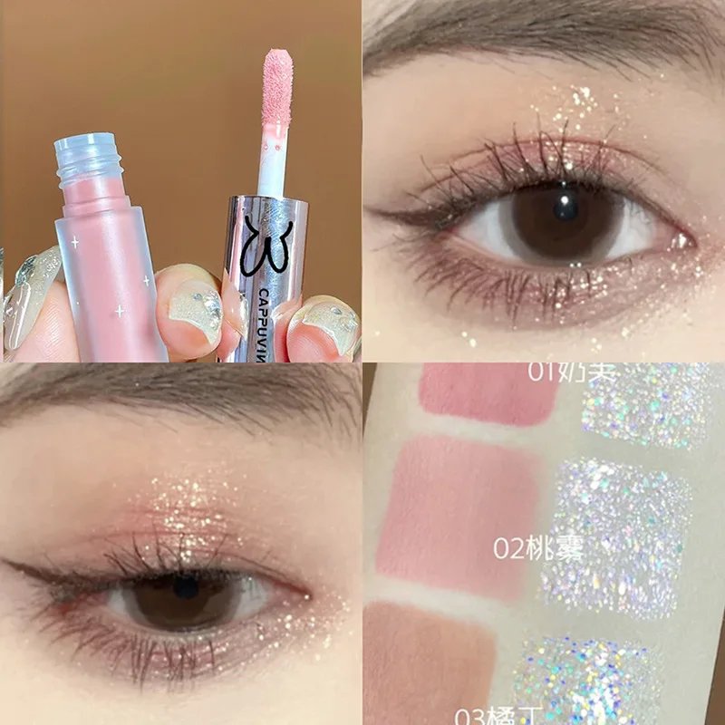 Ombre à barrage liquide à double tête, 256 brillance, perle, maquillage pour les yeux, sommeil éclaircissant, maquillage en forme de larme