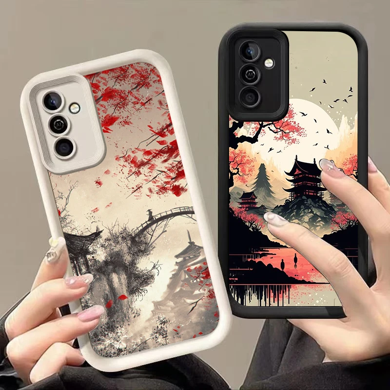 Japanese Style Art ukiyoe Phone Case For Samsung Note 20 Ultra A03 Core A04 A05 S A01 A06 A20 A30 A50 M12 M13 M15 M34 5G M51