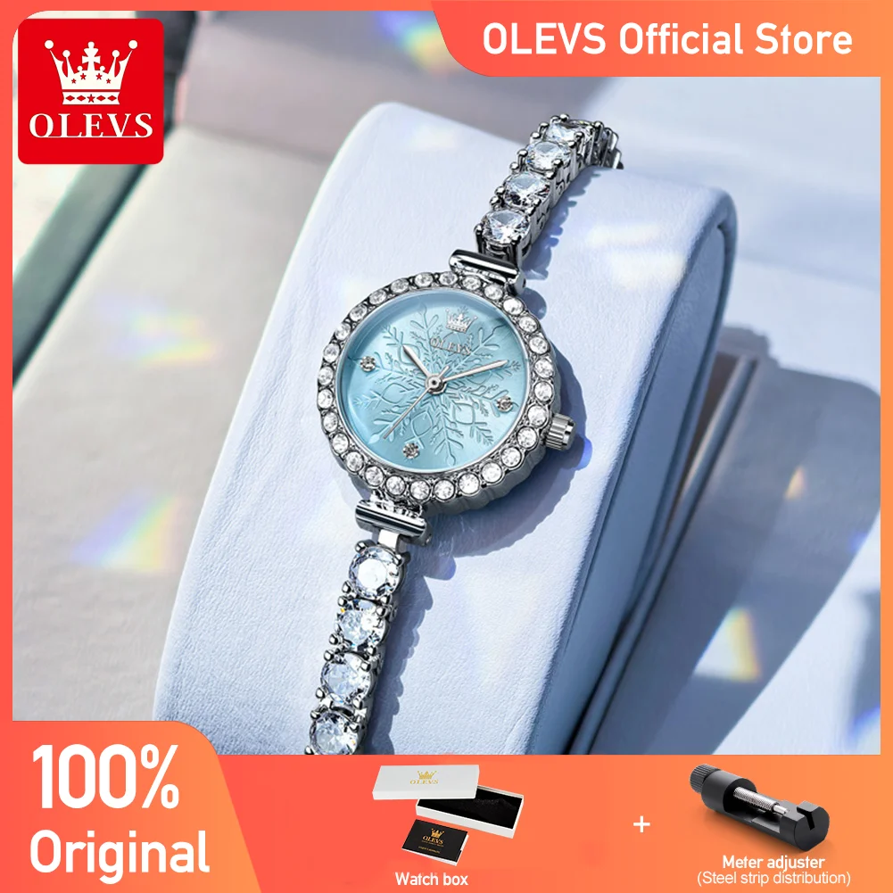 OLEVS 5889 Elegant Women Original Quartz Movement Watch Multi-function Big Dial Steel Bracelet 30m Waterproof Romance Watch