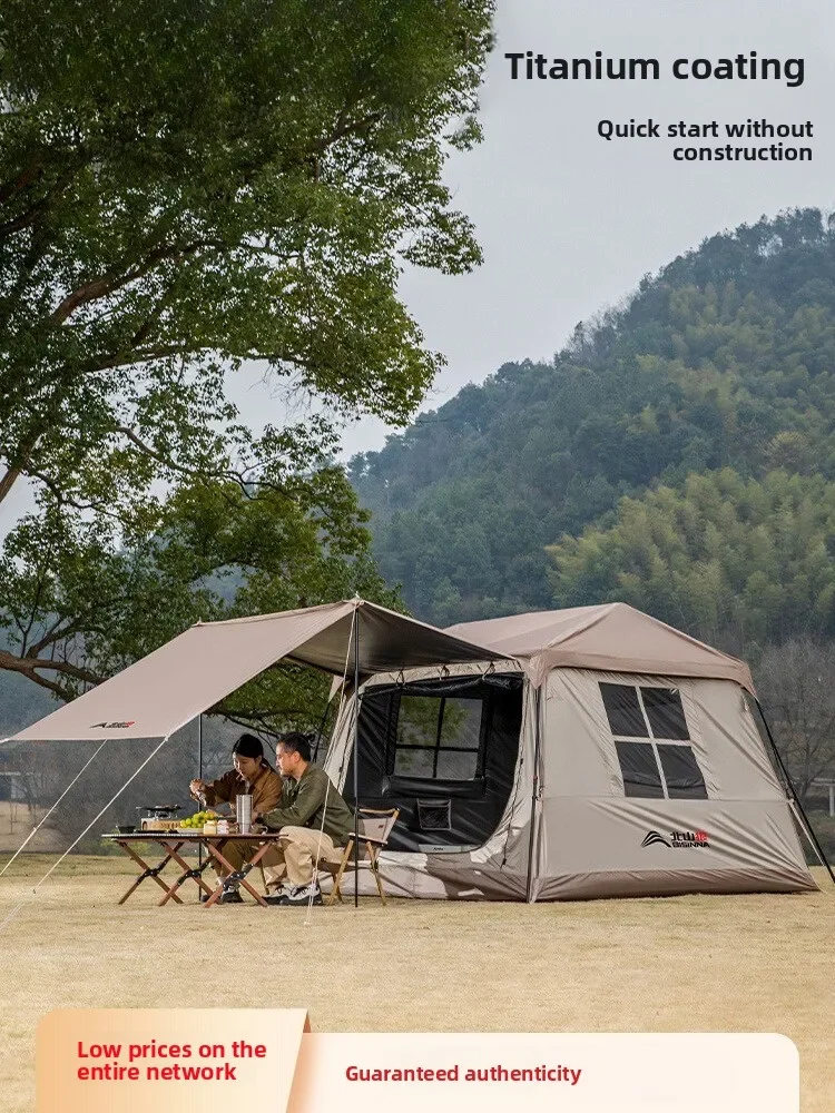 Automatic Ridge Camping Tent with Sunshade Outdoor Titanium Coated UV Protection Full Gear