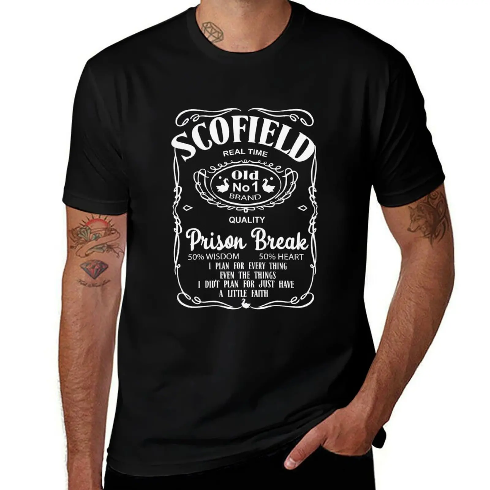 

ScofieldPrison Break black T-Shirt plus size clothes Short sleeve tee fashion shirts designer shirts shirts men graphic