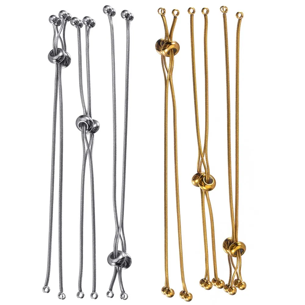 

5pcs 3pcs Stainless Steel Adjustable Slider Bracelet Snake Chains for Jewelry Making DIY Metal Loops Connector Pendants Findings