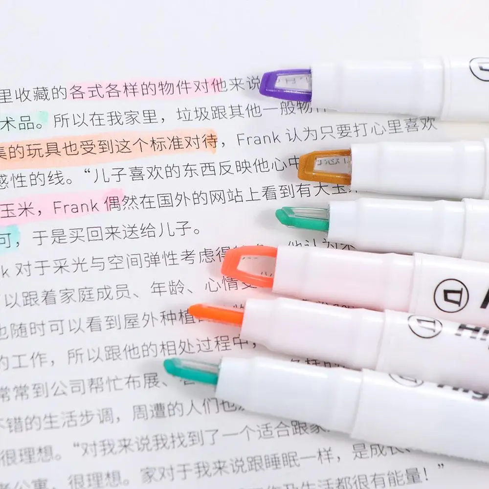 Marker Double Tip Highlighter Pens Dual-Ended Multicolor Highlighters Stationery Set Lovely Plastic Macaron Color Markers Gift