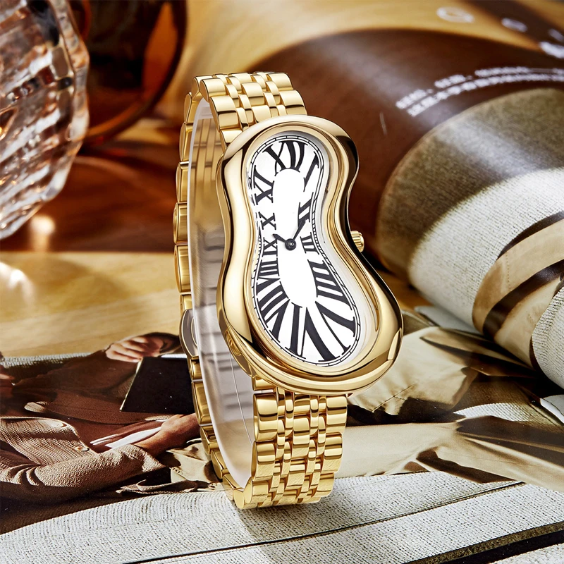 

PINTIME 2025 новые средневековые ретро витые дизайнерские женские часы, модные повседневные женские кварцевые часы в нишевом стиле