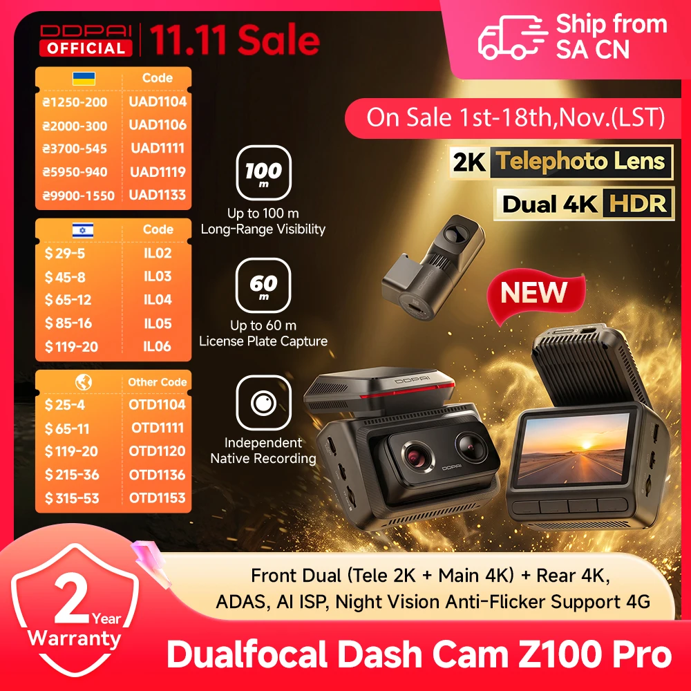 Dash Cam 2K Dual Lens - 【Yeni】DDPAI Z100 Pro Araç Kamerası, Çift