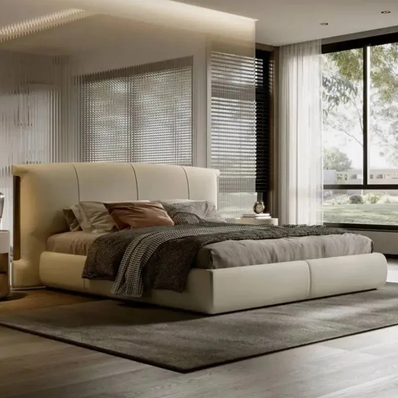 

Leather Elegant Double Bed Wooden Modern Bedroom Luxury Twin Bases Bed Queen King House Storage Camas De Dormitorio Furniture