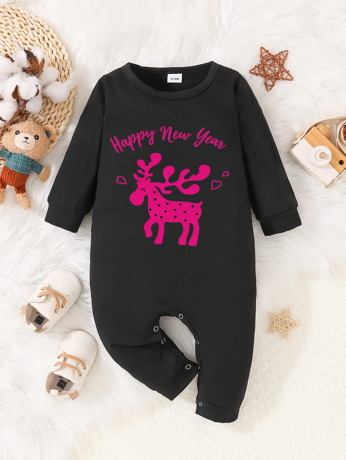 

Baby Clothes Long Sleeve Happy New Year Print Baby Girls Boys Bodysuit Newborn body bebe 0-18 months Infant Jumpsuit