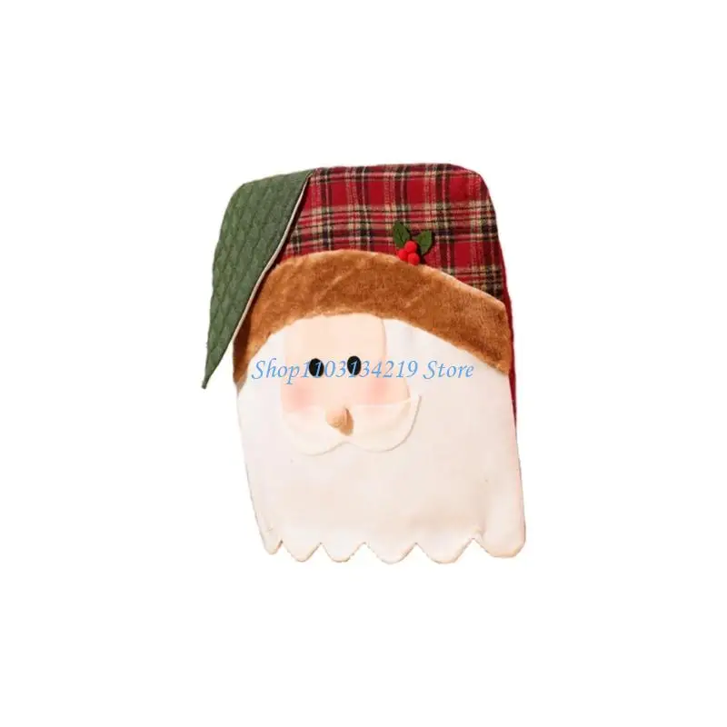 N5KC Santa Snowmans Design Chair Cover Quick Install Christmas Decorations