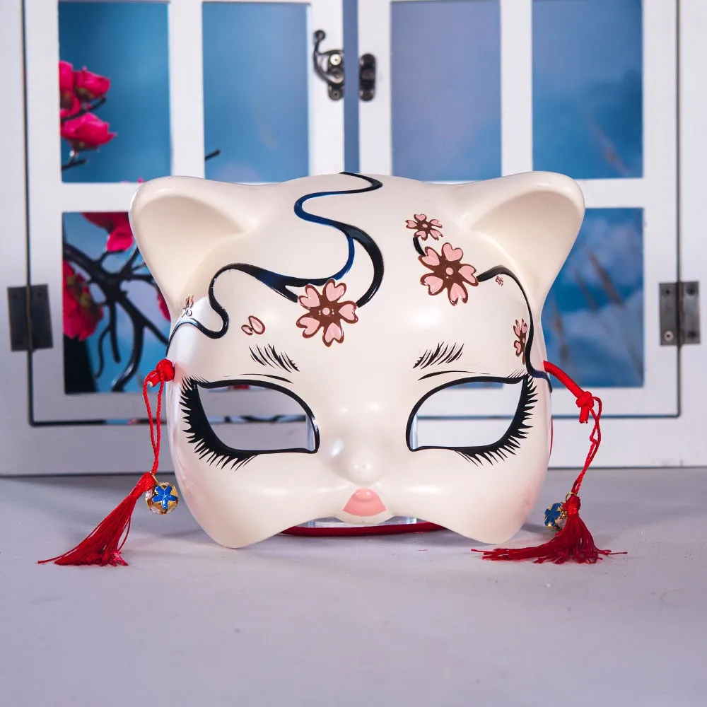 

Handmade Cute Cat Cosplay Mask Japanese-Style Half Face Painting Mask for Stage Performances And Anime Role-playing