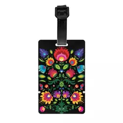 Custom Polish Folk Floral Luggage Tag With Name Card Poland Flowers Art Privacy Cover ID Label for Travel Bag Suitcase