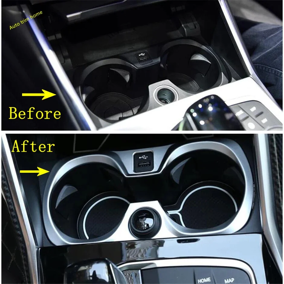 Auto Gear Shift Box Decor Panel / Water Cup Bottle Holder Protector Cover Trim Fit For BMW 3 Series G20 2019 - 2024 Accessories