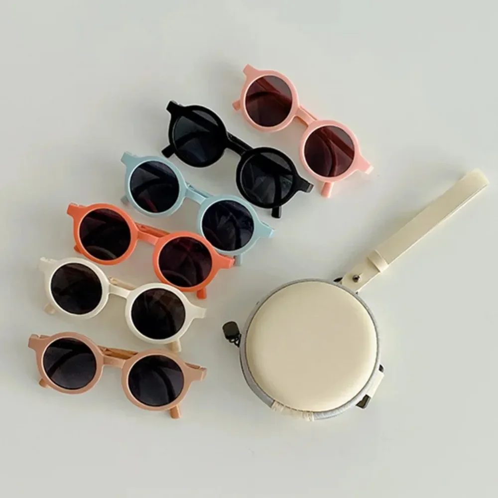 Gafas de sol plegables para niños y niñas, anteojos redondos para niños, gafas de calle, lindos tonos para bebés