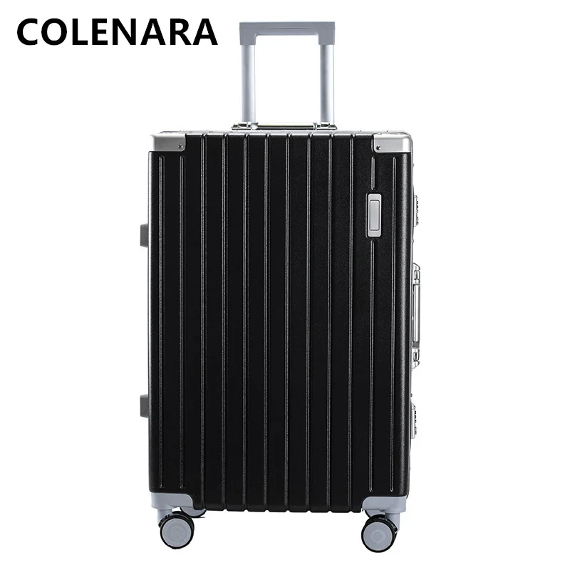 COLENARA Women's Luggage 20 Inch Boarding Box Aluminum Frame Trolley Case 26" Men's Suitcase with Wheels Rolling Suitcase