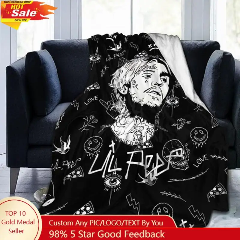 

Lil Peep Cry BB Fleece Blanket Rapper Lil Peep Merch Throw Blanket Space Gift For Fan Warm Winter Throw Custom blankets