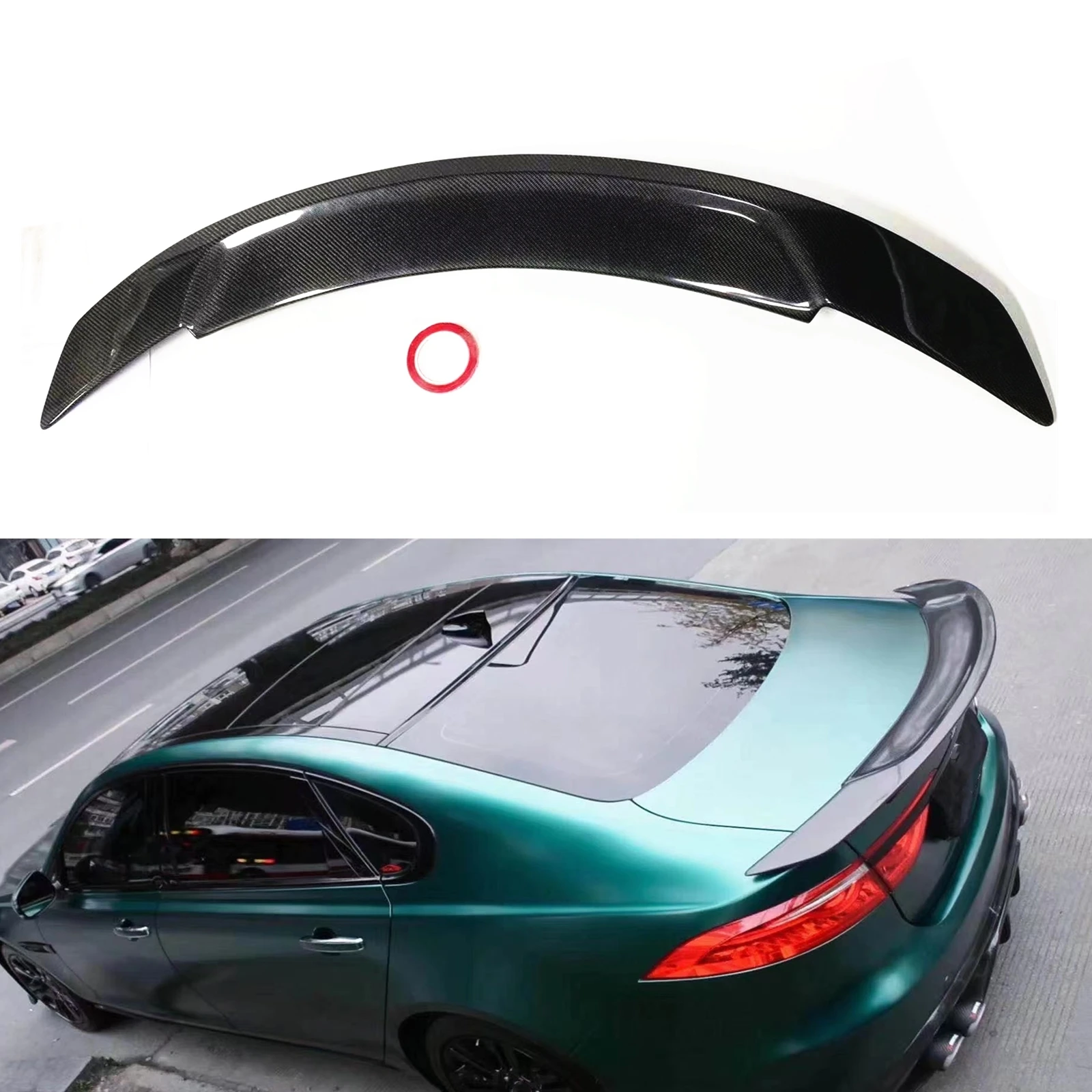 Car Trunk Rear Spoiler Lip Upper Roof Wing Tailgate Lid Decklid Flap Trim Splitter Carbon Fiber For Jaguar XF 2016-2020