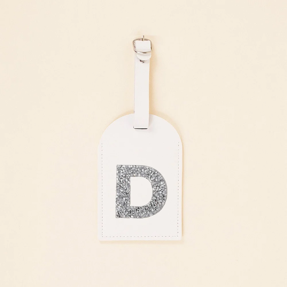 A-Z Strass Monogram Lederen Bagagelabel Kofferlabel Bagage Boarding Bag Tags Naam ID Adreshouder Reisaccessoire