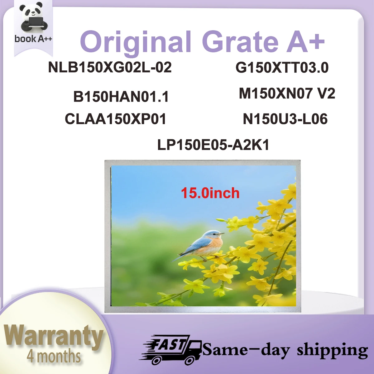 Original New A+15.0" Lcd Screen NLB150XG02L 02 G150XTT03.0 B150HAN01.1 M150XN07 V2 CLAA150XP01 N150U3 L06 LP150E05 A2K1