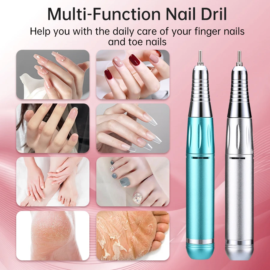 Portable Electric Nail Grinder Nail Drill Pen Manicure Nail Machine Kit Polishing Equipment Nail Art Tool Salon Home Use