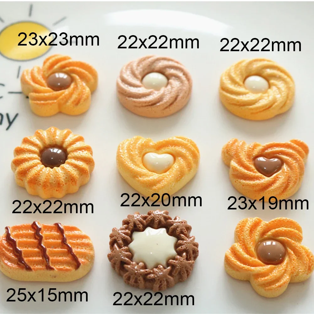 10PCS Cookie Series Resin Flat Back Cabochons For Hairpin Scrapbooking DIY Jewelry Craft Decoration Accessories