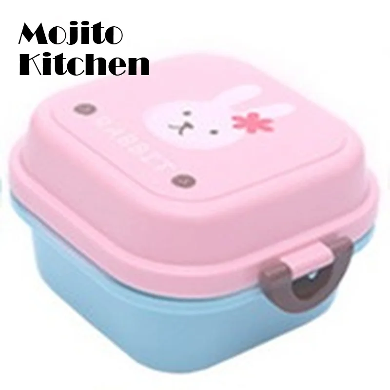 Cute Animal Lunch Box Japanese Double-layer Square Mini Bento  Children's Fruit  Snack  Microwave Kids  