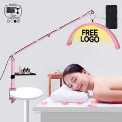 Custom LOGO Nail Table Facial Bed Clip-on Lamp Half Moon Lamp For Eyelash Extension LED Ring Light Moon Light Lamp for Lashes
