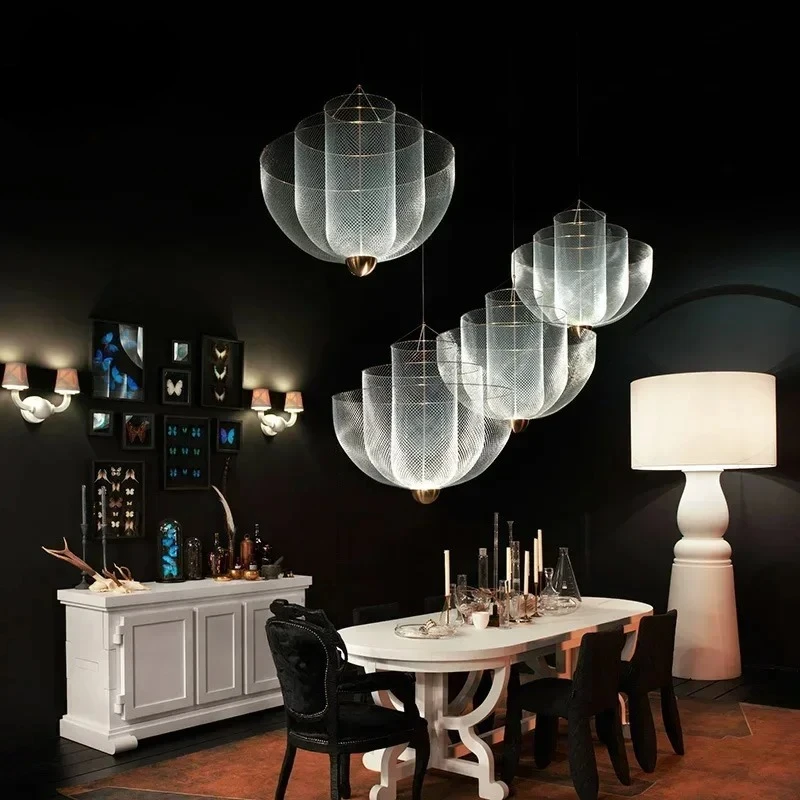 

Designer Metal Cage Chandelier Modern Meshmatics Chandelier Restaurant Dining Room Parlor Led Dimmable Indoor Lighting Fixtures