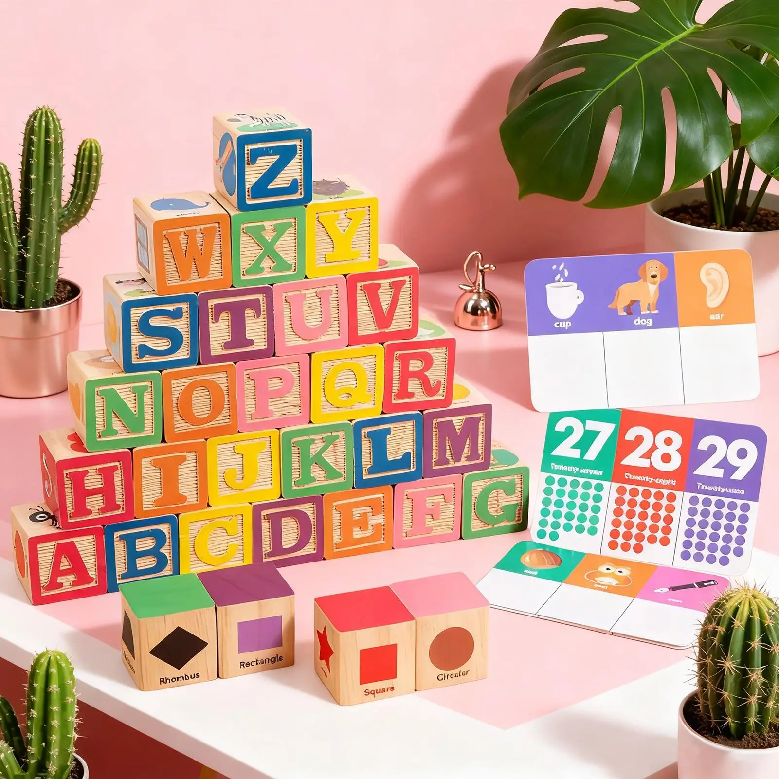 Alphabet Blocks For Toddler Wooden Educational Toys Kids Animal Matching Stacking Blocks For Toddler Girls Kids Kindergarten