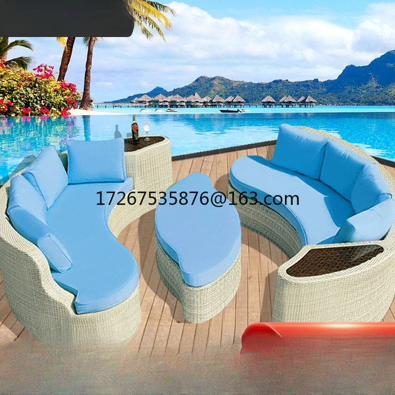 

Outdoor Bed Outdoor Bird's Nest Rattan Sofa Outdoor Swimming Pool Lounger Balcony Garden Courtyard Round Bed Beach Chair