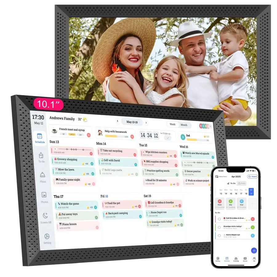 

Calendar 10.1 inch, Electronic Calendar for Family Sharing Schedule Interactive Smart Calendars Touch Screen To Do Task Meal Pla
