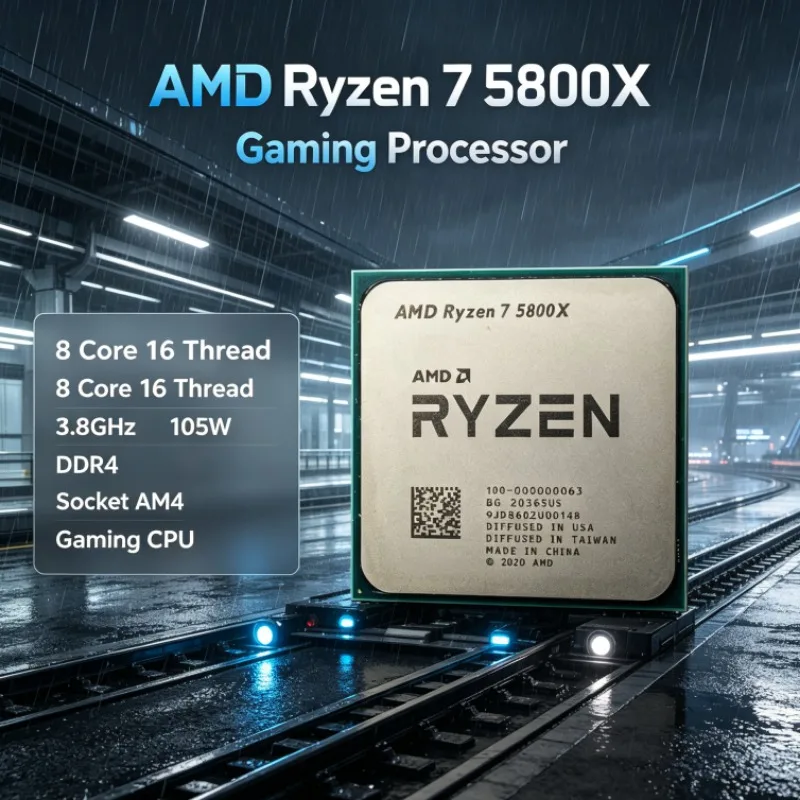 AMD Ryzen 7 5800X Desktop CPU R7 5800X 3.8GHz 8-Core 16-Thread 7nm Socket AM4 32M L3 Type-C