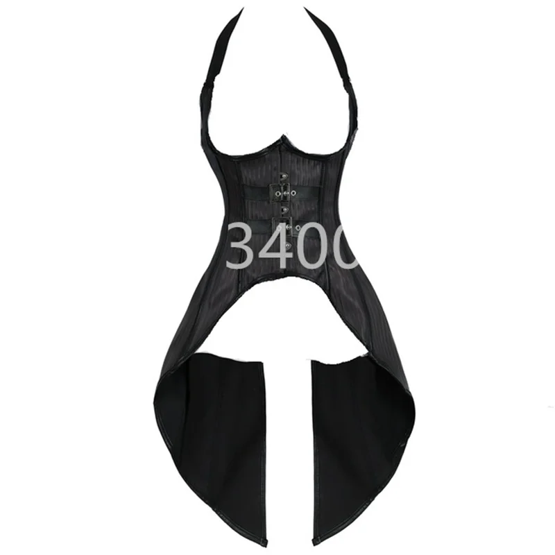 Corset top con tirantes largos, top, top, corsés pirata, lencería irregular burlesque de talla grande, burlesque negro, dos piezas, korsett