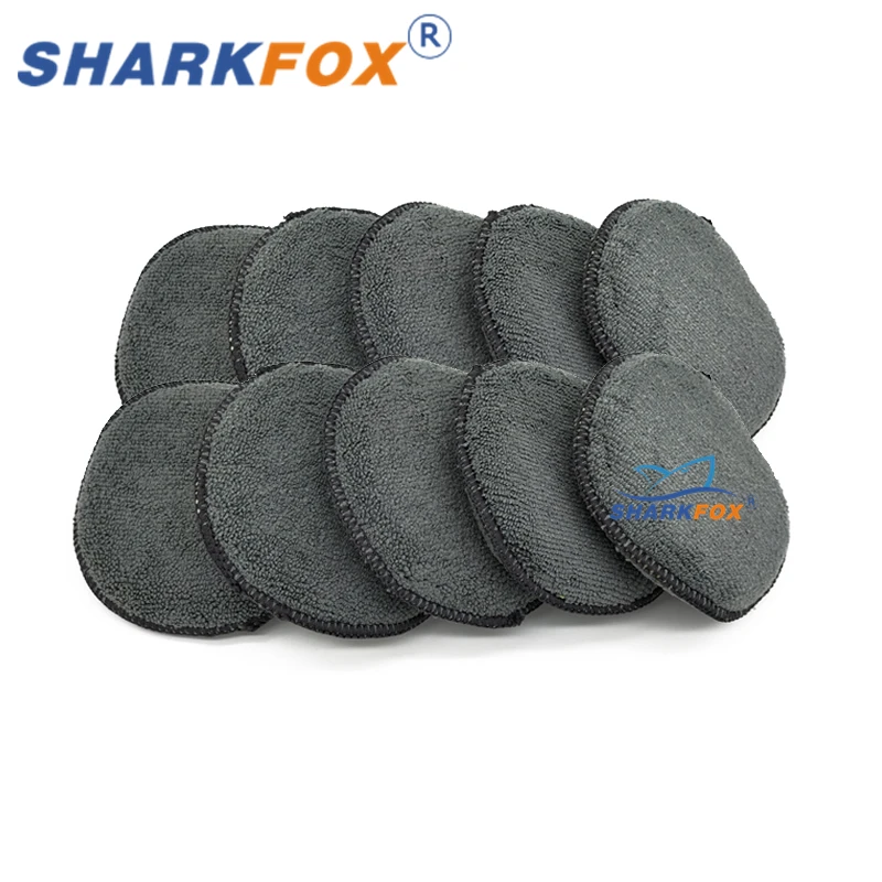 Sharkfox-Soft Microfiber Car Wax Esponja, Aplicador Pad, Esponja De Polimento Manual, Sem Bolso para Aplicar, Remover Cera Auto, 5 em