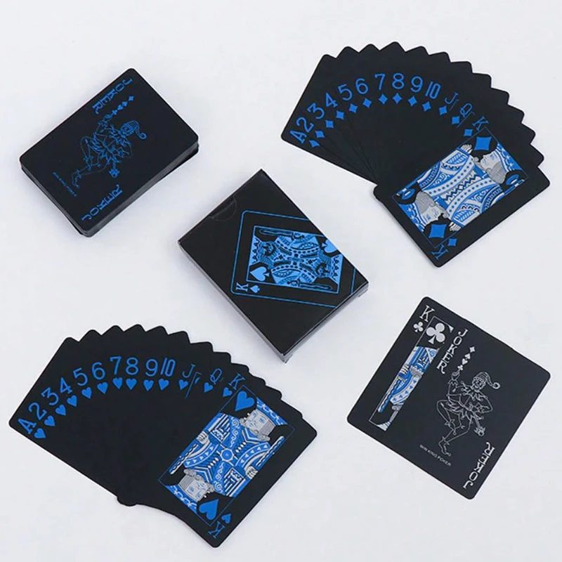 Waterproof PVC Black Playing Cards Wear-resistant Durable Waterproof 54 Playing Cards Home Party Poke