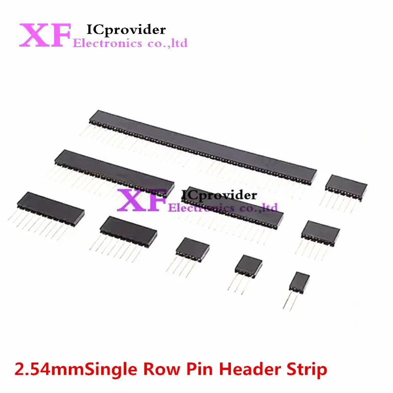 Pitch 2.54mm 2/3/4/5/6/7/8/9/10/11/12/13/14/15/16/20/40 Pin Straight Female Single Row Pin Header Strip PCB Connector