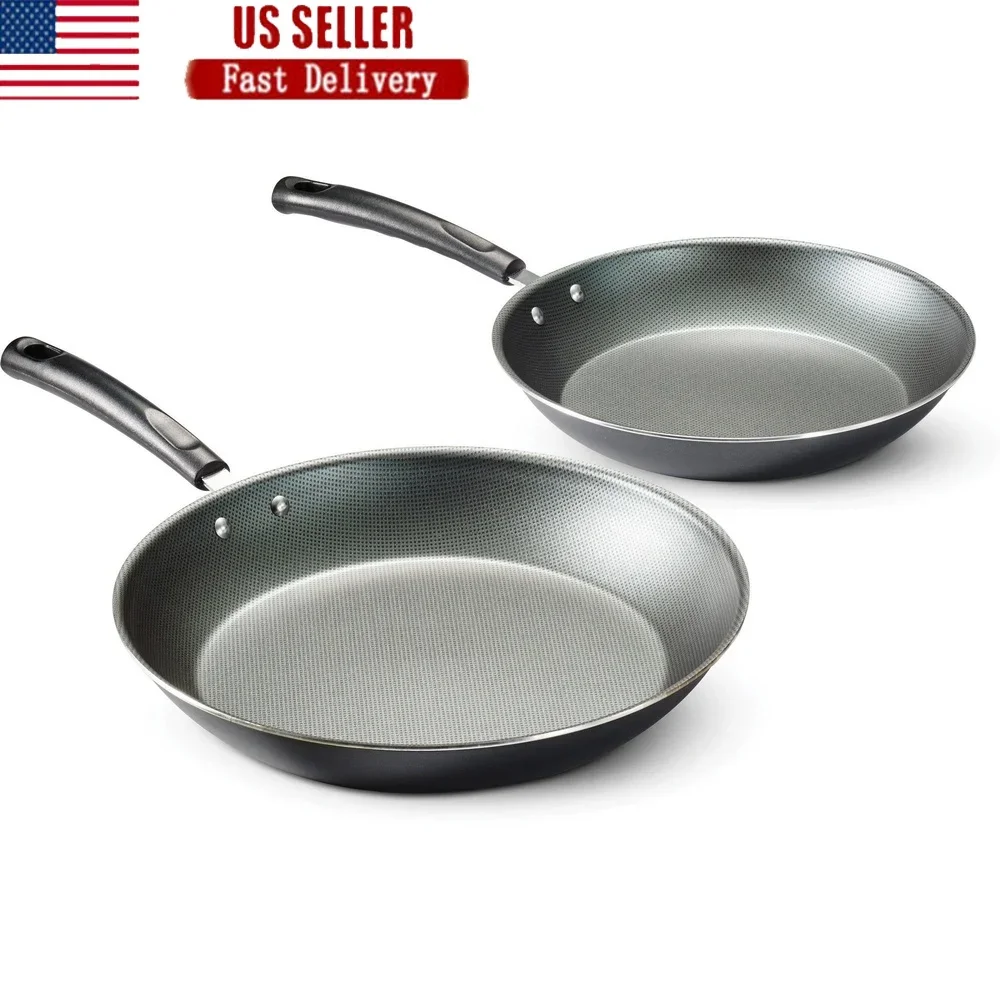 Set di padelle antiaderenti, 2 pezzi, lavabili in lavastoviglie, in alluminio, con manici freddi, facili da pulire